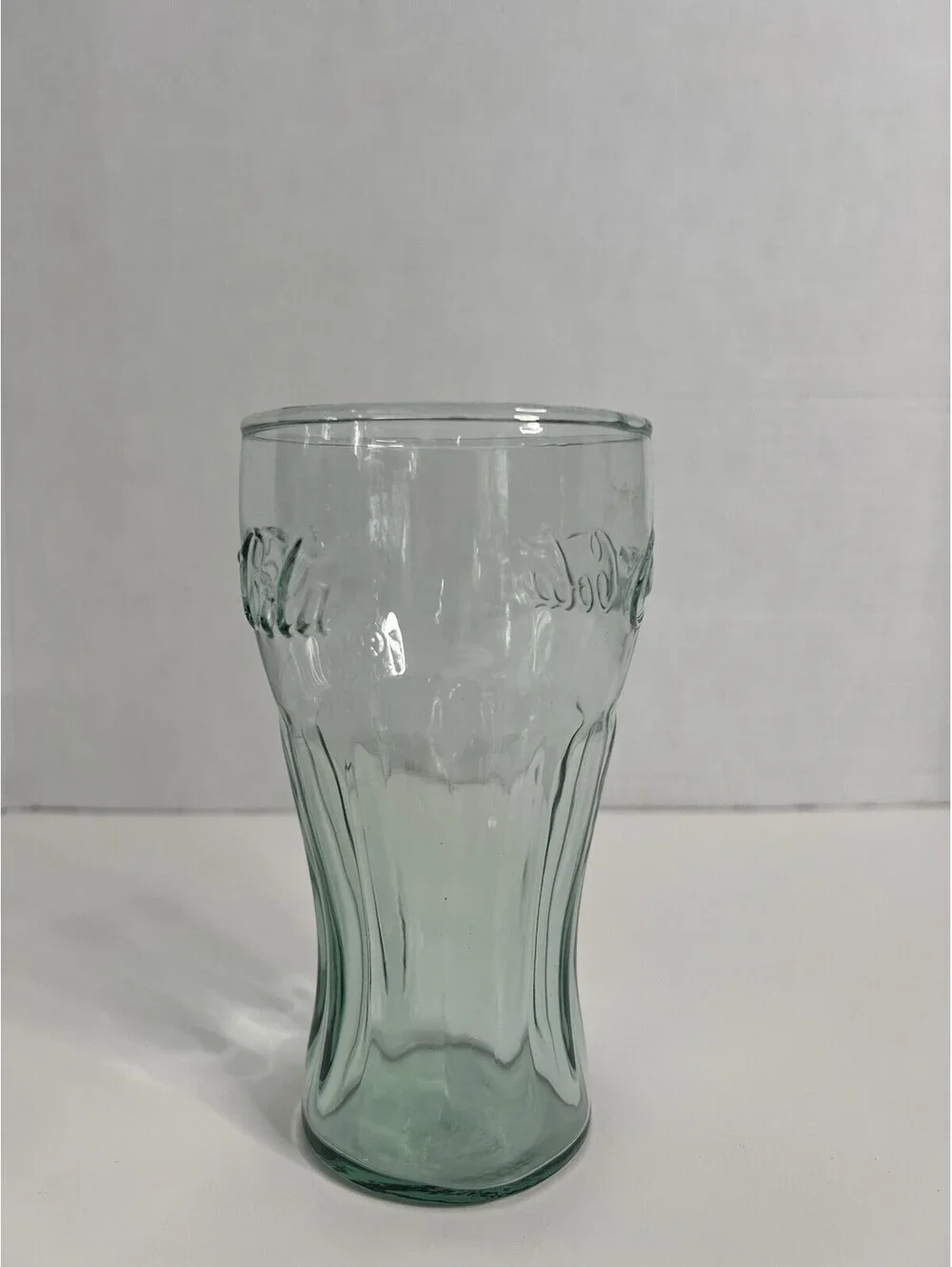 Vintage Coca-Cola Green Tint Drinking Glass 6” H X 3 1/4” W